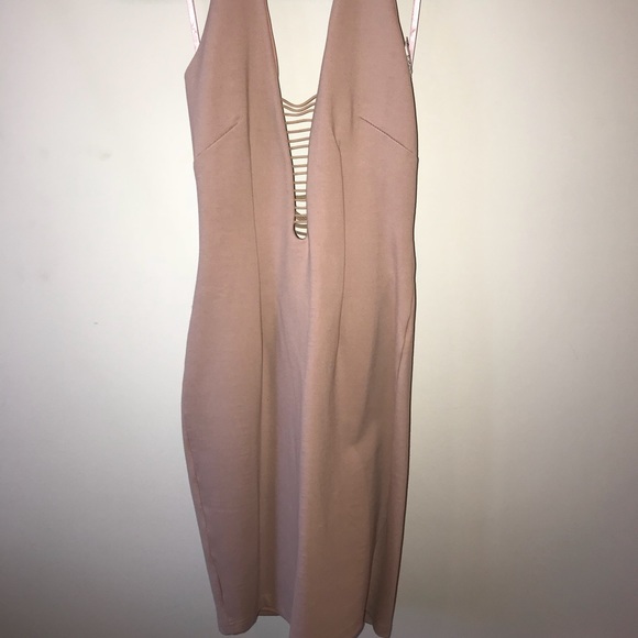 Halter top, pink/tan, strappy LF dress - Picture 2 of 6